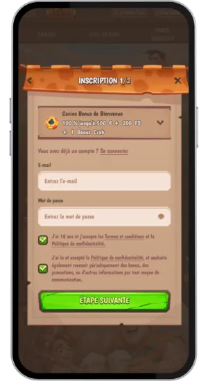 Formulaire d’inscription avec email et mot de passe